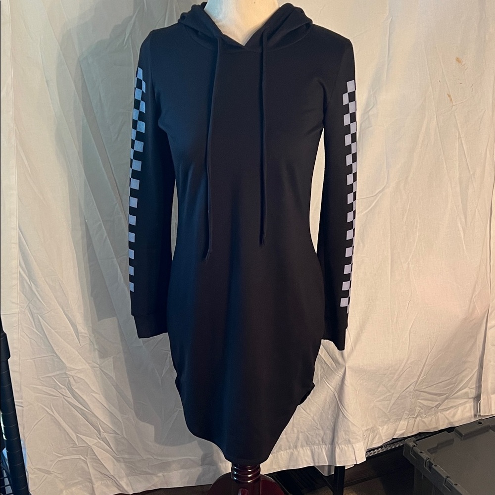 Love J Black Dress with Checkered Sleeves - Picture 8 of 13
